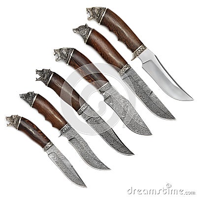 Ð¡ollection of hunting knives Stock Photo